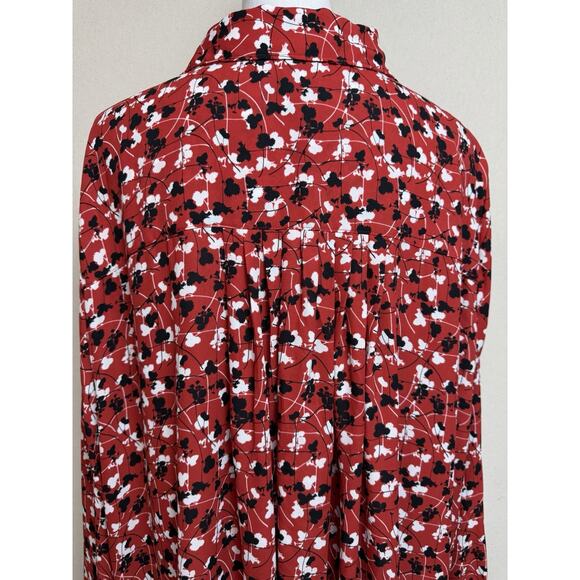 Lane Bryant Women’s Tunic Top Button Front Sz 26/28 Red W/ Black White Print - Picture 8 of 16